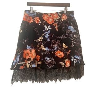 Who What Wear NWT Short Black Coral Floral Skirt